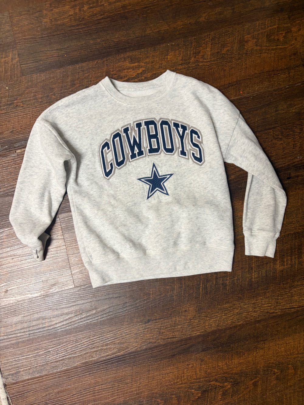 abercrombie kids Gray Cowboys Sweatshirt with Navy Logo